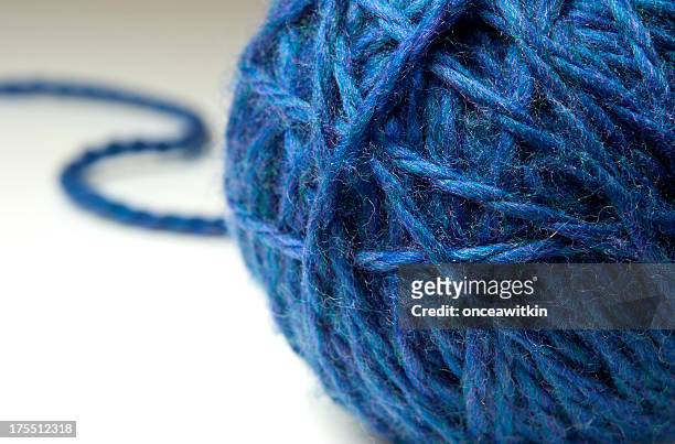 ball of blue wool - ball of wool bildbanksfoton och bilder
