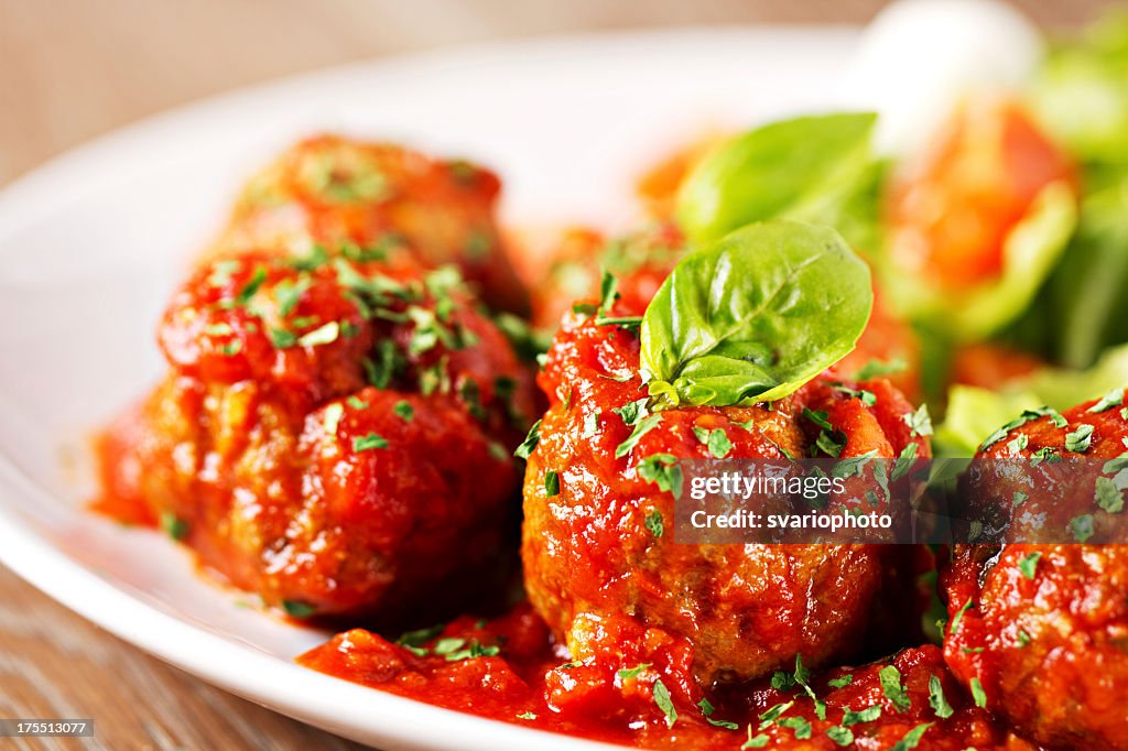 Meatballs with salad