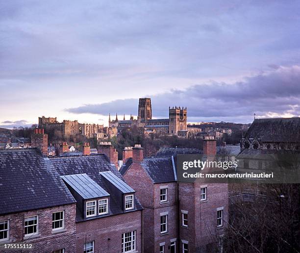 durham and its cathedral, evening - edward-lambton-7th-earl-of-durham stockfoto's en -beelden