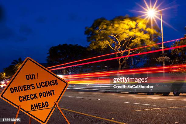 deep blue sky dui checkpoint - drunk driving checkpoint stock pictures, royalty-free photos & images