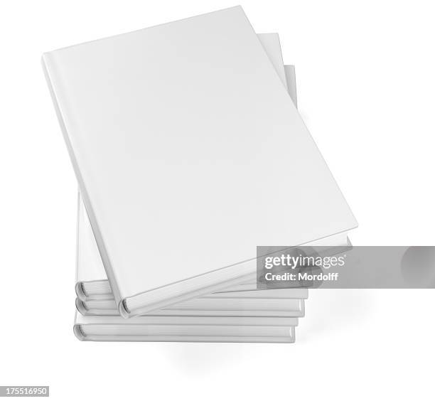 stacked blank books isolated on white - white book stock pictures, royalty-free photos & images