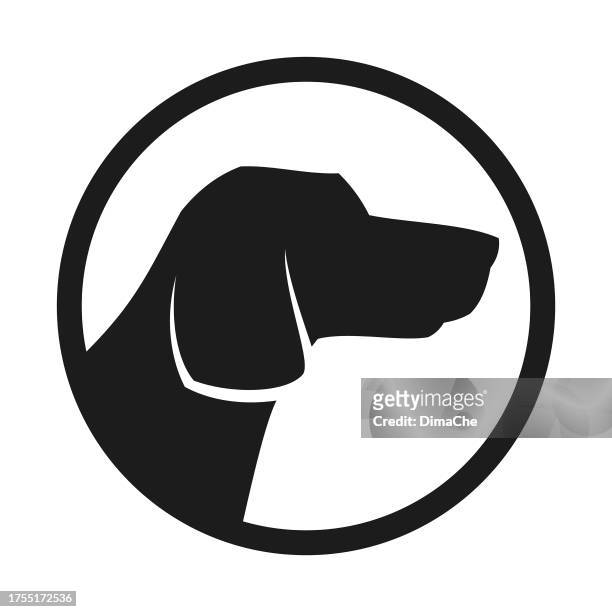 stockillustraties, clipart, cartoons en iconen met dog head silhouette in circle - cut out vector icon - pointer