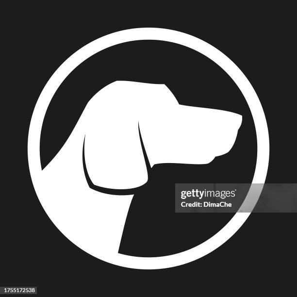 dog head silhouette in circle - outline cut out vector icon - labrador retriever stock illustrations