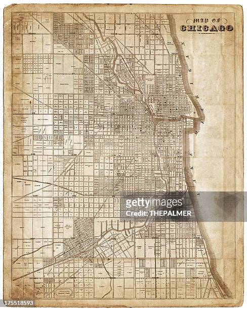 map of chicago 1857 - chicago illinois stock illustrations