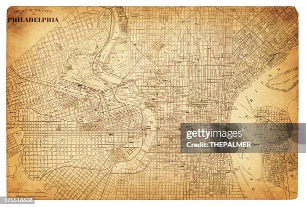 map of philadelphia 1882 - old map stock illustrations