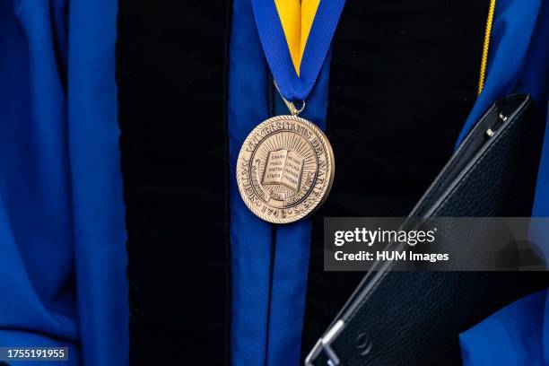 President Joe Biden is awarded the Medal of Distinction at the graduation at his alma mater, the University of Delaware, for the Class of 2022 at...