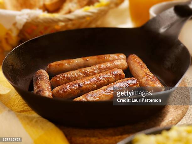 sausages and eggs - sausage stock pictures, royalty-free photos & images