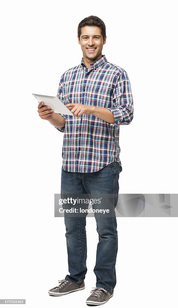 Handsome Young Man Using Digital Tablet - Isolated