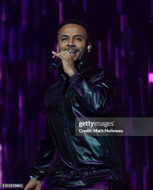 Aston Merrygold of JLS perform at BIC Bournemouth on October 24, 2023 in Bournemouth, England.