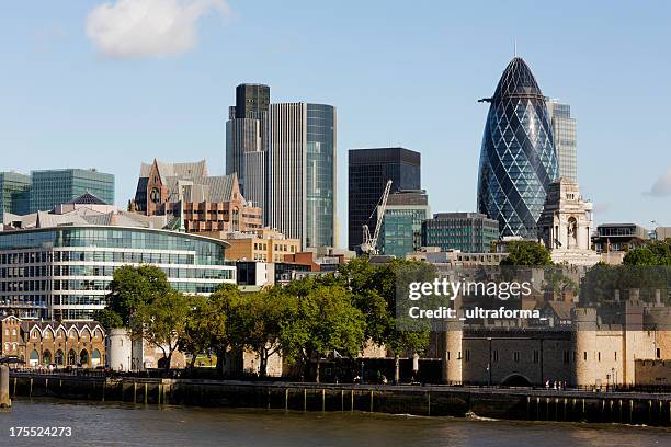 london skyline and view of the thames - broadgate stock pictures, royalty-free photos & images