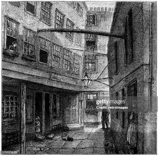 golden buildings, london, from dickens' david copperfield (illustration) - charles dickens stock illustrations