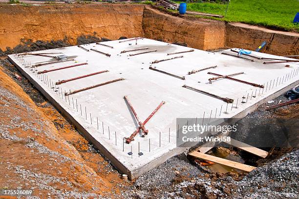 concrete slab for a new home - steady stock pictures, royalty-free photos & images