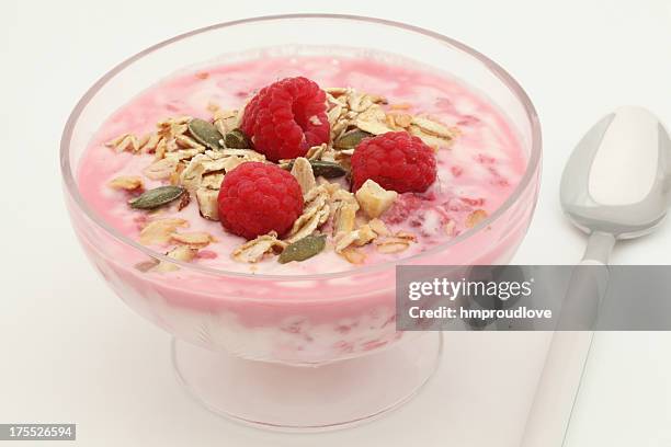 healthy dessert - cranachan stock pictures, royalty-free photos & images