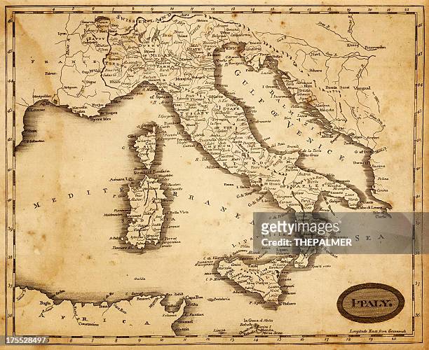 ilustrações, clipart, desenhos animados e ícones de mapa da itália 1812 - itália