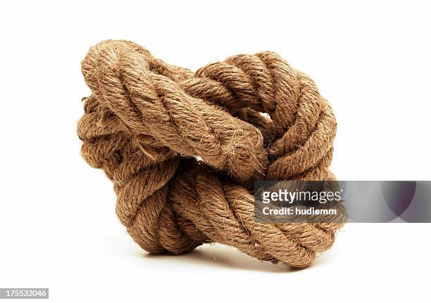 tied knot isolated on white background - rope knot stock pictures, royalty-free photos & images