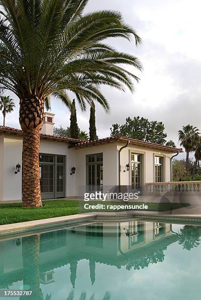 beverly hills home with pool - beverly hills california stock pictures, royalty-free photos & images
