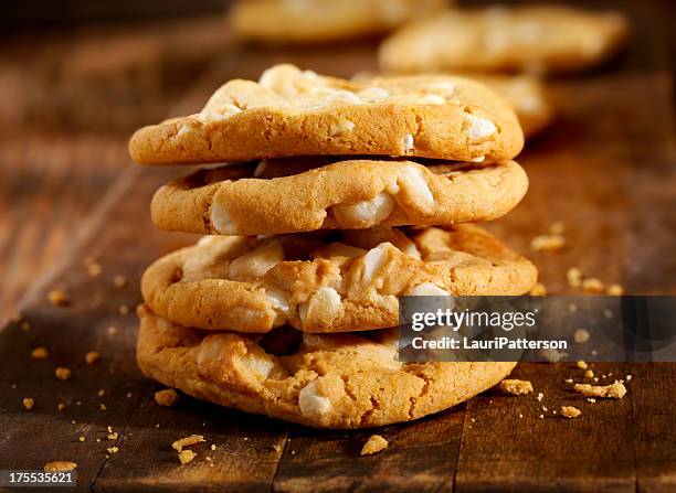 マカダミアナッツとホワイトチョコレートクッキー - biscuit ストックフォトと画像