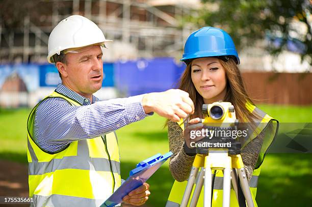 civil engineering colleagues - geodesy stock pictures, royalty-free photos & images