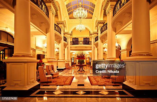 luxury interior of a hotel - chandelier stock pictures, royalty-free photos & images