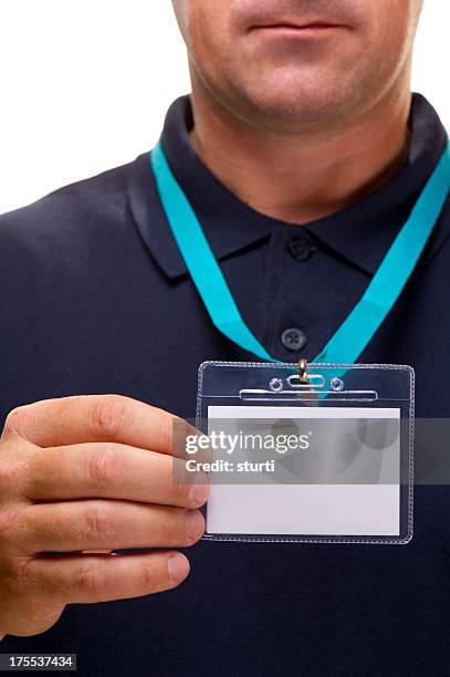 blank id badge - lanyard stockfoto's en -beelden