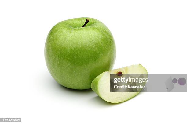 green apple - apple slice stock pictures, royalty-free photos & images