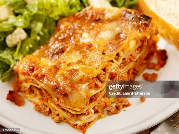 authentic italian meat lasagna - lasagne stock pictures, royalty-free photos & images