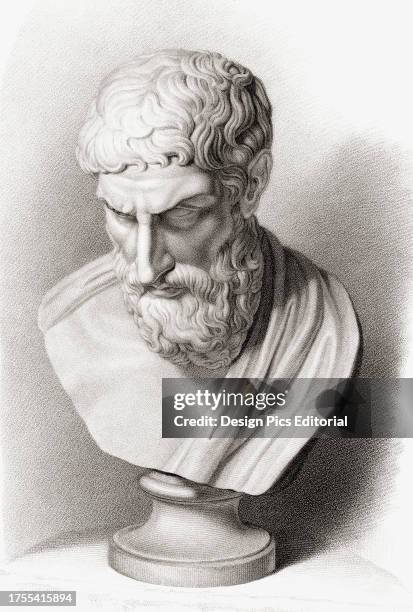 Epicurus, 341–270 BC. Ancient Greek philosopher and founder of the school of philosophy called Epicureanism. After a work by W.M. Craig from the 3rd...