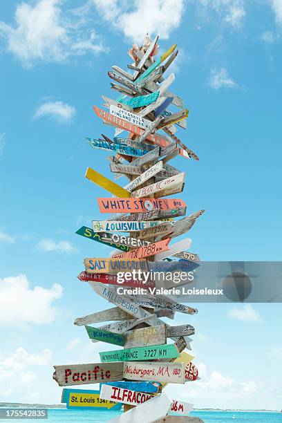 directional signs on stocking island - travel destinations sign stock pictures, royalty-free photos & images