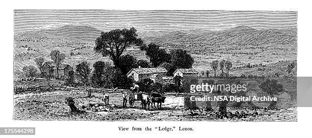 lenox, massachusetts | historic american illustrations - british coast stock illustrations