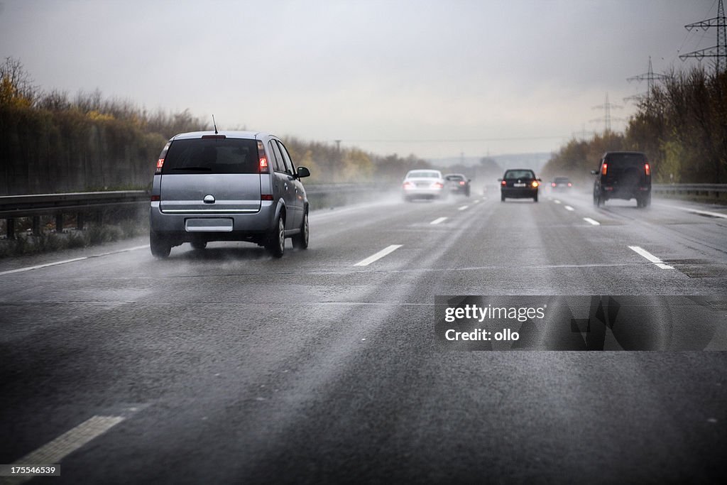 German motorway, bad weather conditions