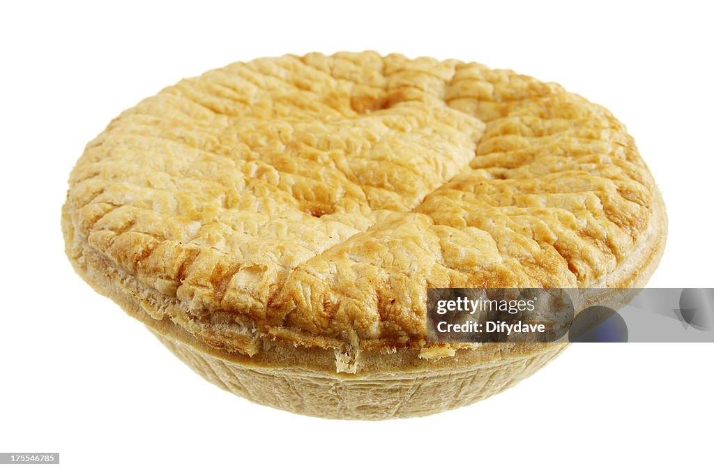 Steak And Ale Pie Isolated On White