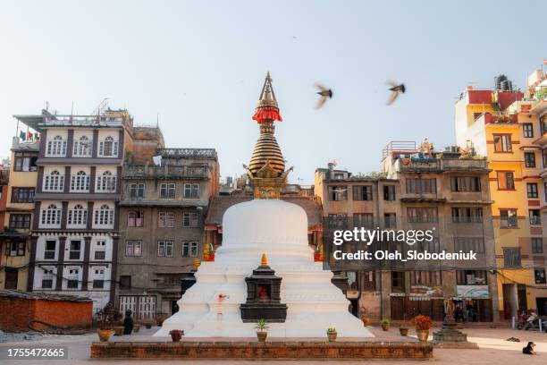 white stupa in kathmandu - nepal people stock pictures, royalty-free photos & images