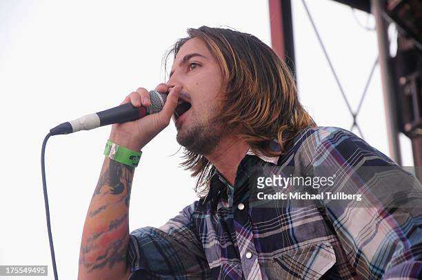 Singer Nate Barcalow of the rock group Finch performs live on day 3 of the 6th Annual Sunset Strip Music Festival on August 3, 2013 in West...