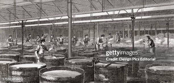 The Glenfield Starch Works, Paisley, Scotland, partial view of the bleaching department. The starch, manufactured by William Wotherspoon, made...