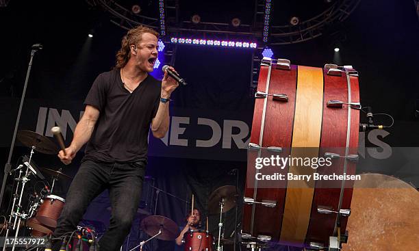 Dan Reynolds of Imagine Dragons performs during Lollapalooza 2013 at Grant Park on August 2, 2013 in Chicago, Illinois.