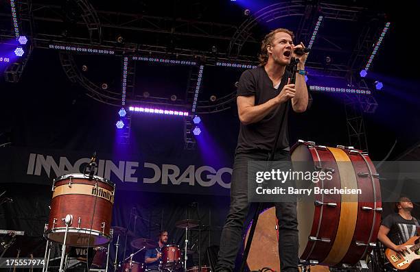 Dan Reynolds of Imagine Dragons performs during Lollapalooza 2013 at Grant Park on August 2, 2013 in Chicago, Illinois.