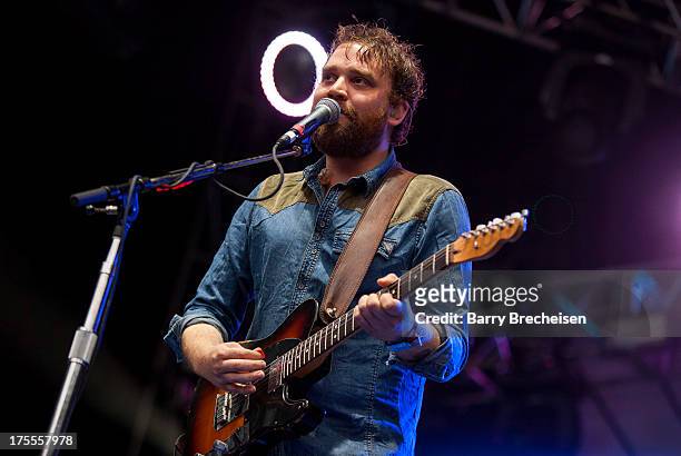 Scott Hutchison of Frightened Rabbit performs during Lollapalooza 2013 at Grant Park on August 2, 2013 in Chicago, Illinois.