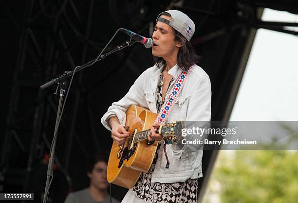 Cullen Omori of Smith Westerns performs during Lollapalooza 2013 at Grant Park on August 2, 2013 in Chicago, Illinois.