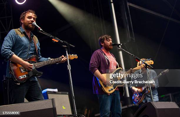 Scott Hutchison of Frightened Rabbit performs during Lollapalooza 2013 at Grant Park on August 2, 2013 in Chicago, Illinois.