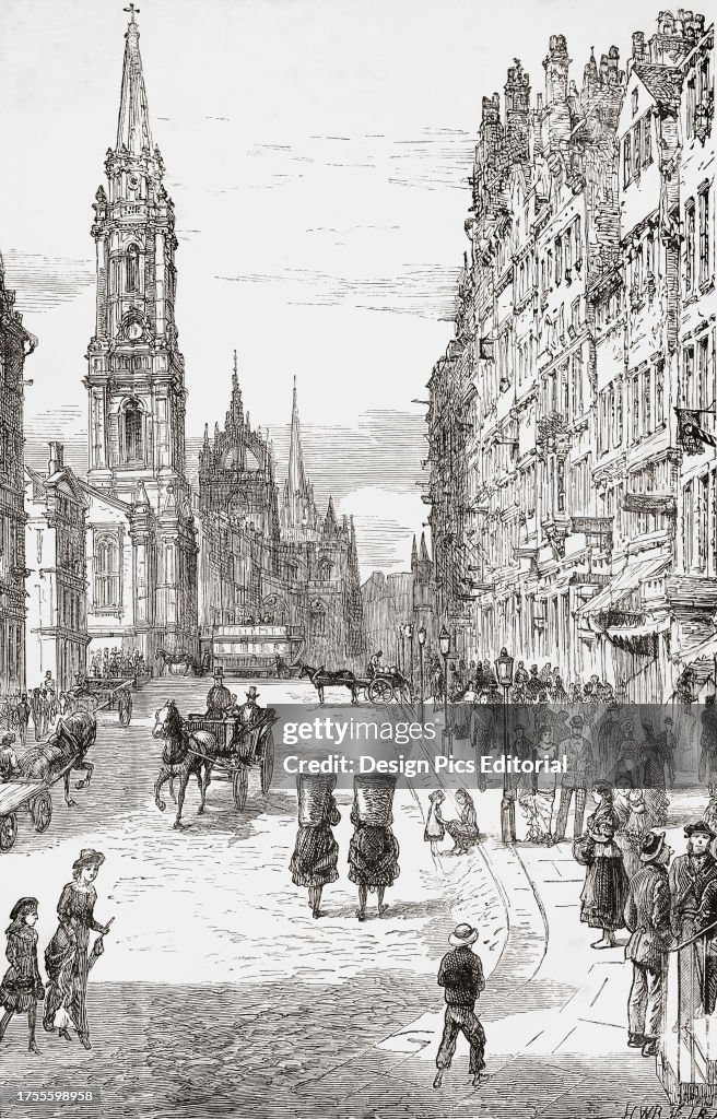 View of High Street, The Royal Mile, The Old Town, Edinburgh, Scotland, 19th century