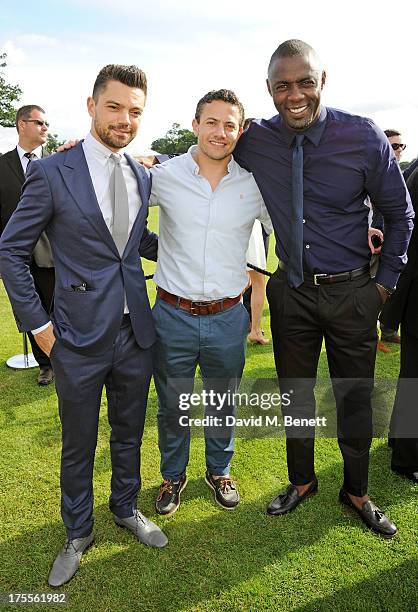 Dominic Cooper, Warren Brown and Idris Elba attend day 2 of the Audi Polo Challenge at Coworth Park Polo Club on August 4, 2013 in Ascot, England.