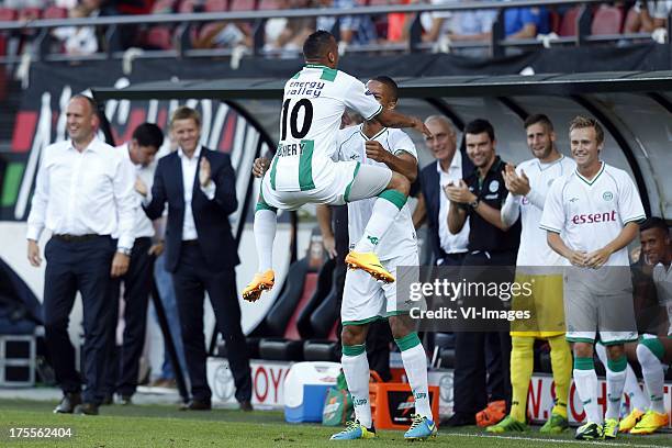 Tjaronn Chery of FC Groningen , William Troost-Ekong of FC Groningen during the Dutch Eredivisie match between NEC Nijmegen and FC Groningen on...