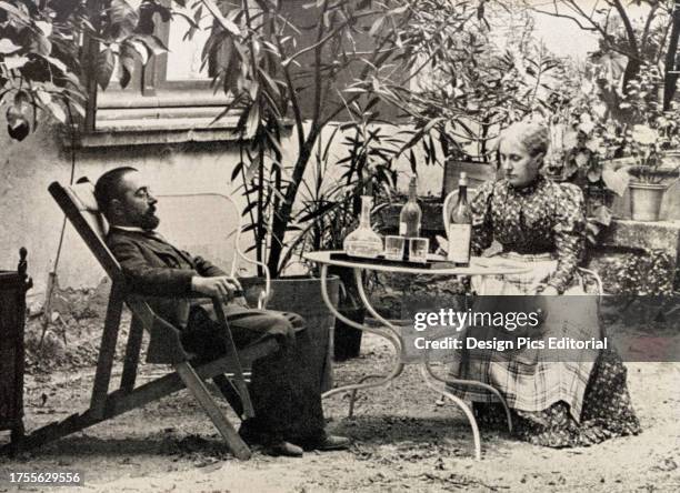 Henri Toulouse-Lautrec in the garden at the Chateau de Malrome with his mother, Countess Adèle de Toulouse-Lautrec, in the early 1890’s. The chateau,...