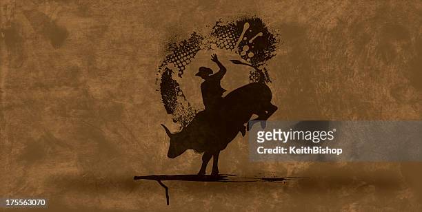 bull rider - rodeo cowboy background - bull silhouette 幅插畫檔、美工圖案、卡通及圖標