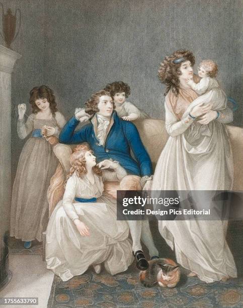 The Landlord's Family. A romanticized family scene which displays English fashions of the late 18th and early 19th century and suggests the cosiness...