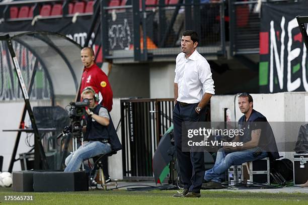 Coach Erwin van de Looi of FC Groningen during the Dutch Eredivisie match between NEC Nijmegen and FC Groningen on August 3, 2013 at the Goffert...