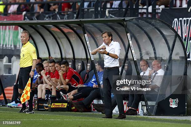 Coach Alex Pastoor of NEC during the Dutch Eredivisie match between NEC Nijmegen and FC Groningen on August 3, 2013 at the Goffert stadium in...