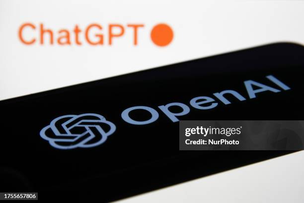 ChatGPT logo displayed on a laptop screen and OpenAI logo displayed on a phone screen are seen in this illustration photo taken in Krakow, Poland on...