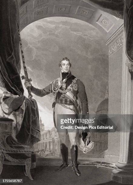 The Duke of Wellington holding the Great Sword of State. After a painting by Thomas Lawrence. Arthur Wellesley, 1st Duke of Wellington, 1769