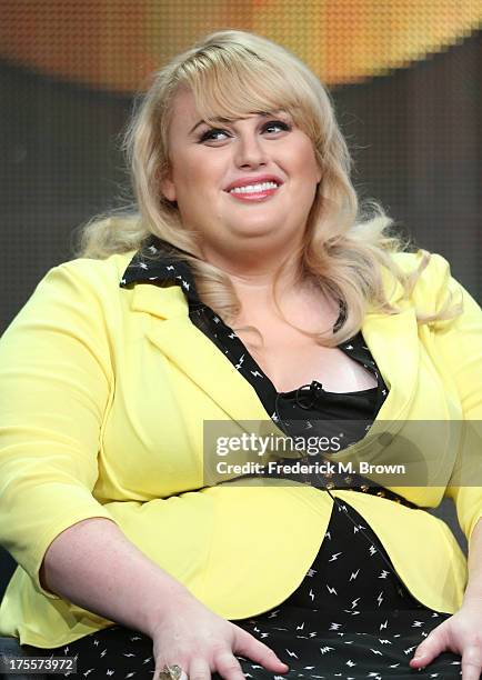 Writer/actress Rebel Wilson speaks onstage during the "Super Fun Night" panel discussion at the Disney/ABC Television Group portion of the Television...